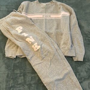 PINK Victoria's Secret Gray & Pink Matching Set - Joggers & Sweatshirt